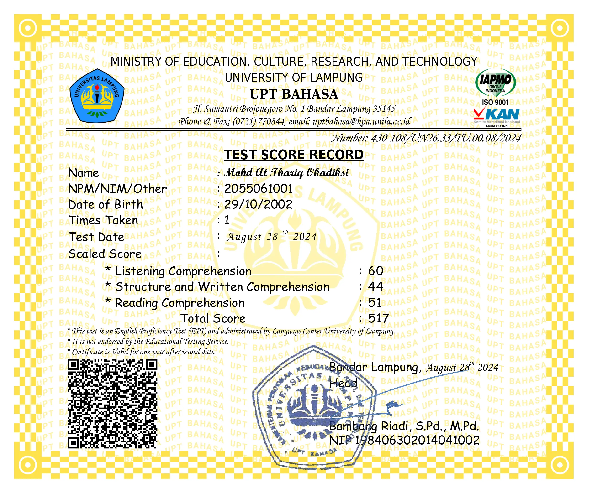 English Proficiency Test